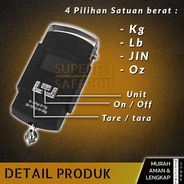 TIMBANGAN GANTUNG 50 KG LCD DIGITAL SCALE PORTABLE MINI KILOAN IKAN BERAS SERBAGUNA KOPER BAGASI