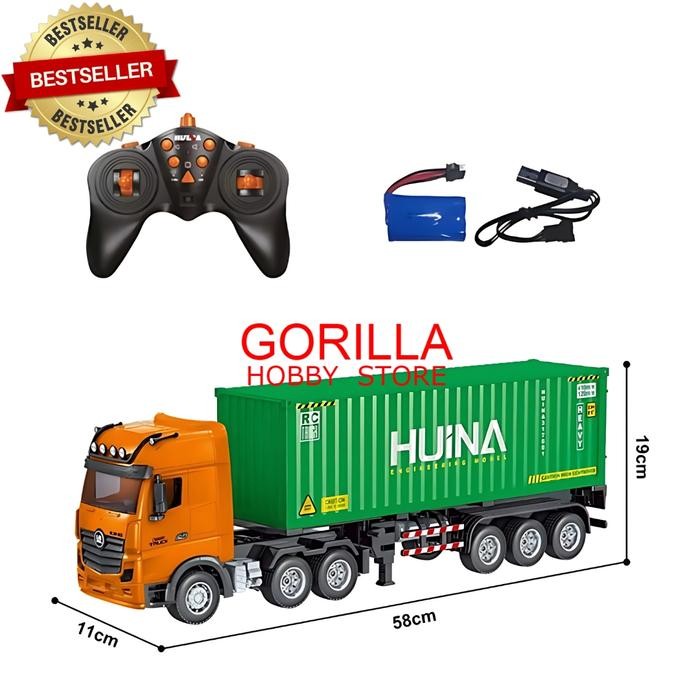 Ready JT HUINA 1317 rc container trailer 9CH 2.4ghz 1:18 mainan truk alat berat
