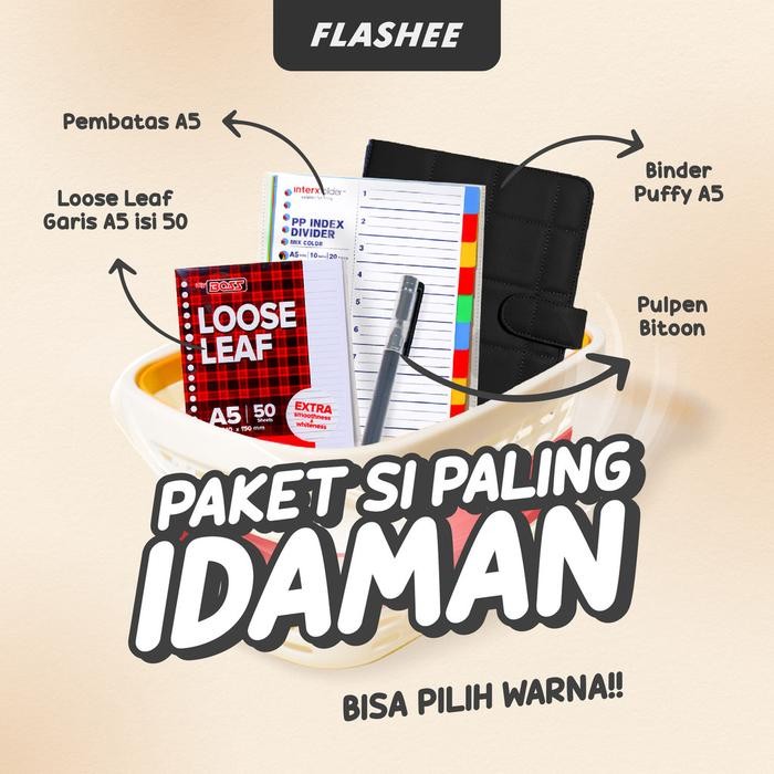 

FLASHEE BINDER PUFFY PAKET SEKOLAH SET 4IN1 PAKET BINDER KAMPUS KULIAH SUDAH TERMASUK ISI BINDER
