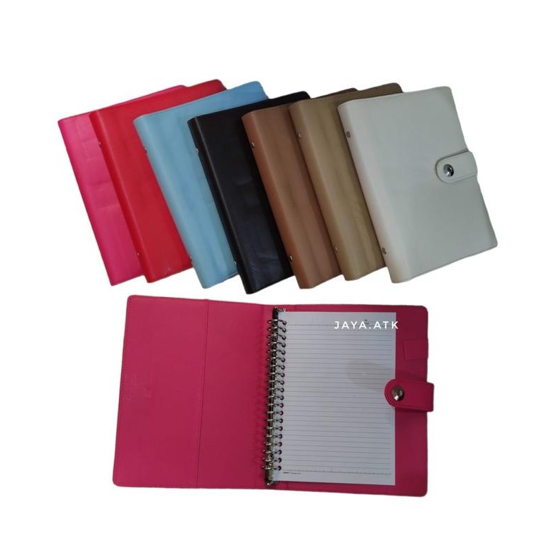

BINDER NOTE MAP RING A5 20 RING BESI POLOS KULIT KANCING BUKU RING KODE 453