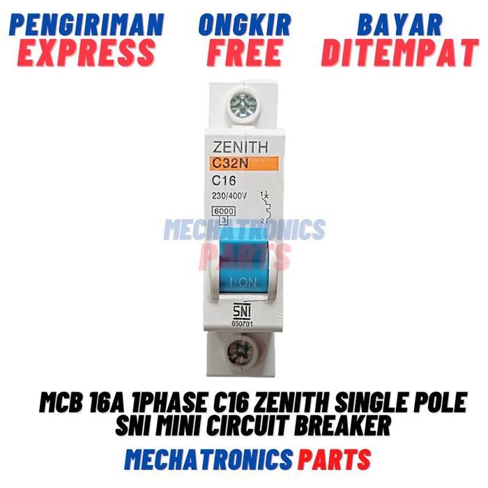 Mcb 1Phase C16 16A C20 20A Zenith Single Pole Sni Mini Breaker