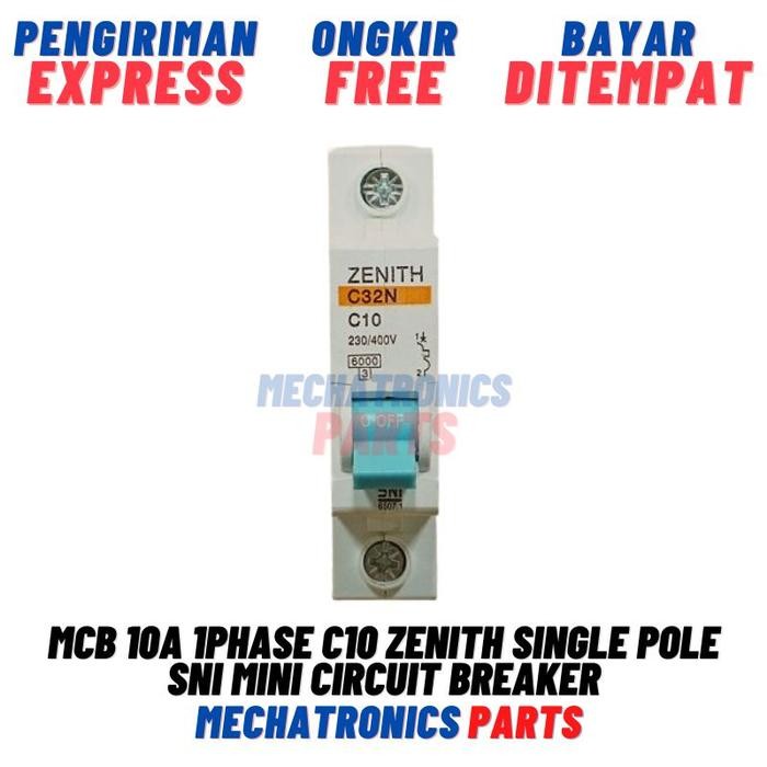 Mcb 10A 1Phase C10 Zenith Single Pole Sni Mini Circuit Breaker
