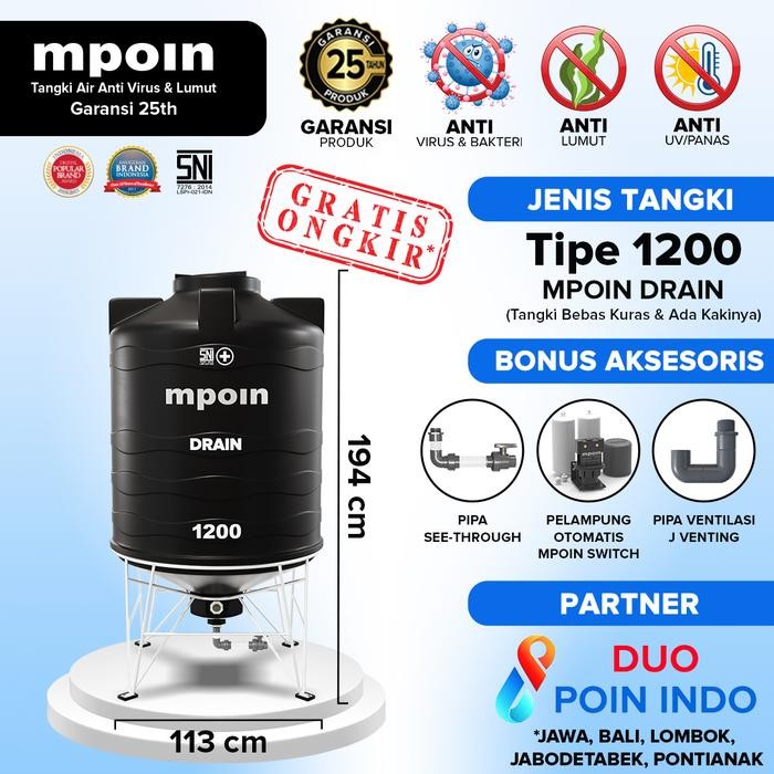 Toren Tangki Tandon Air Mpoin Drain Anti Lumut Anti Virus & Bakteri