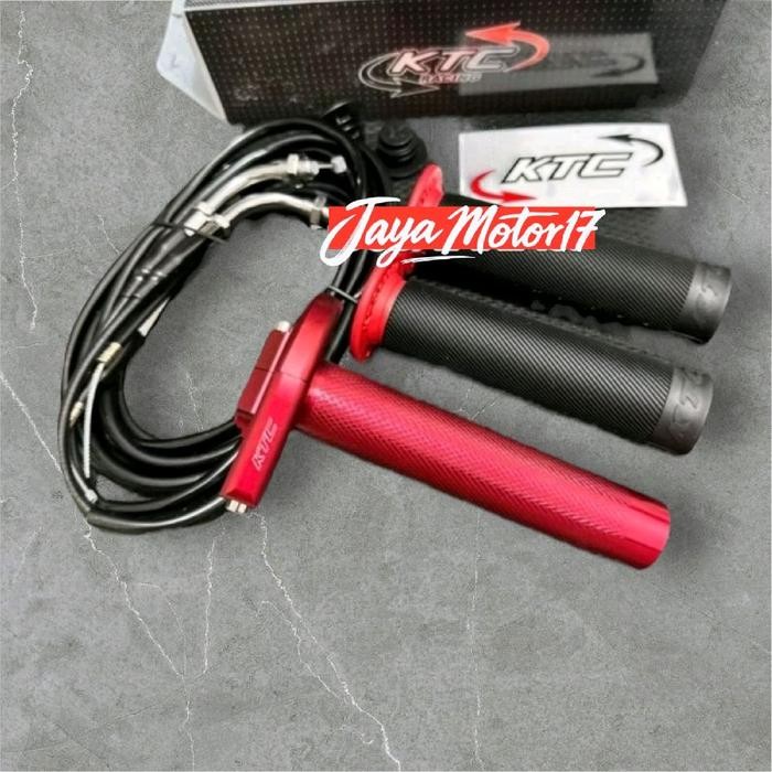 Original Ktc Racing Gas Spontan 2 Kabel + Sepasang Handgrip Ktc Bulu Universal / Nmax Pcx Ninja Mio