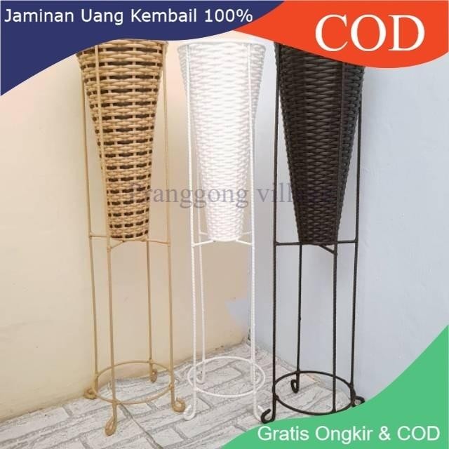 STANDING POT TINGGI 80 CM DIAMETER 18CM RAK BESI TANAMAN / STANDING POT MINIMALIS MODEREN Rotan Kode