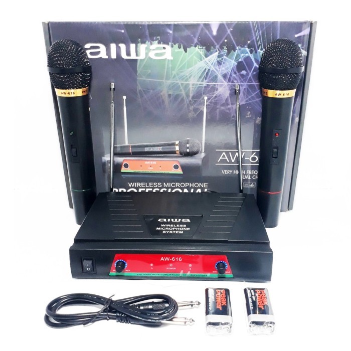 (Expert) Microphone Wireless Aiwa AW-616 Mic Karaoke Tanpa Kabel