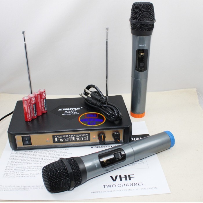 (Expert) Mic Wireless Shure WR-879 Mikrofon Tanpa Kabel 2 Handle