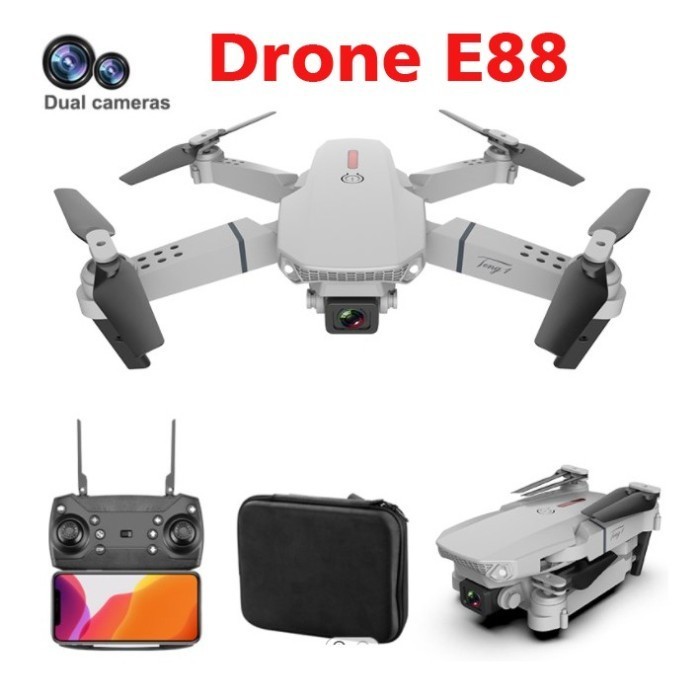 [Expert] RC Drone E88 4K Camera Drone Kamera E88 Pro Dual Camera Mini Drone