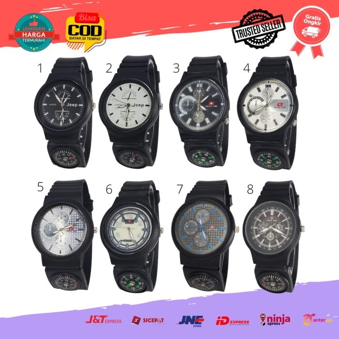 (Expert) FAVORITE Jam Tangan Kompas Analog Pria Military Outdoor Survival