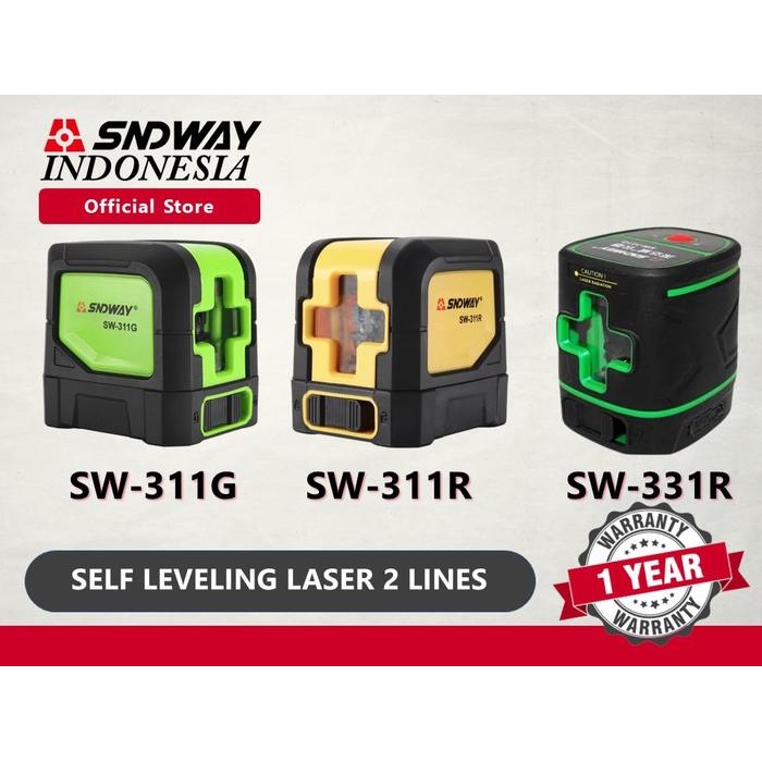 

Terbaru Sndway Cross Laser 2 Lines Self Leveling Laser Green Hijau Sw-311G/331G