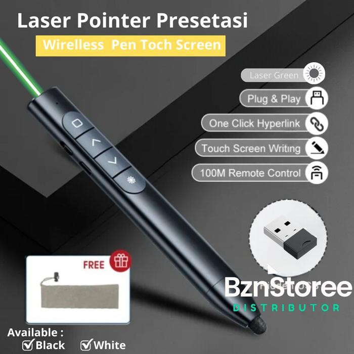 

Terlaris Wireless Laser Hijau Green Presenter Pointer Usb C + Touch Screen Pen / Laser Pointer