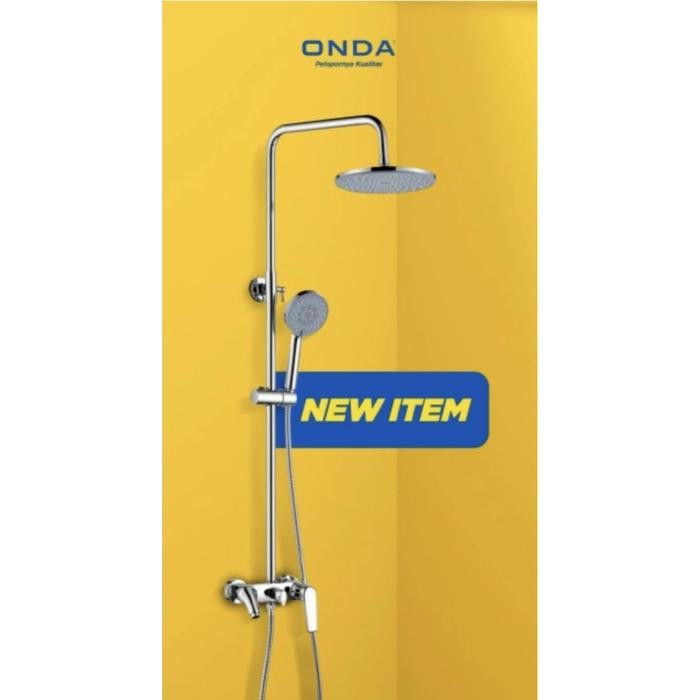 PREMIUM Onda Rain Shower R Fres Tiang Keran Kran Mandi Panas Dingin Set