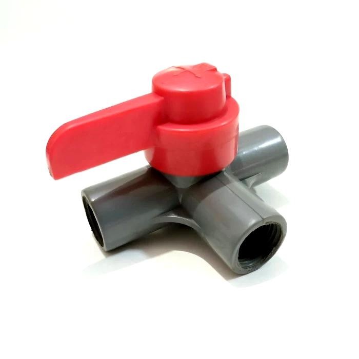 PREMIUM Ball Valve 1/2 inch Drat Dalam 3 Way - Ball Valve PVC 1/2" Cabang 3 - Ball Valve Stop Kran