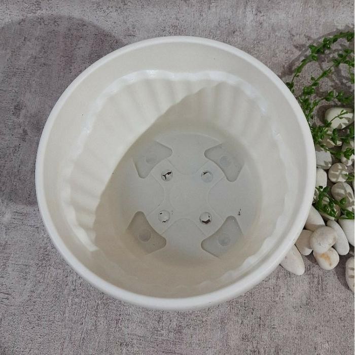 Pot Tanaman Hias 20 Pot Putih 20Cm Pot Bunga/Buah Putih 20