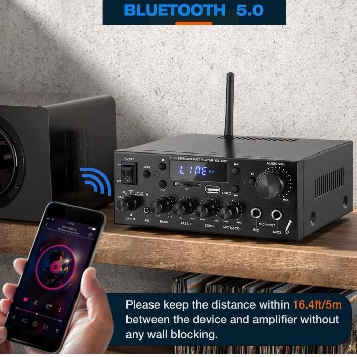 (Model 2023)Bluetooth Eq Audioamplifier Kerndy Ks-33Bt New2023