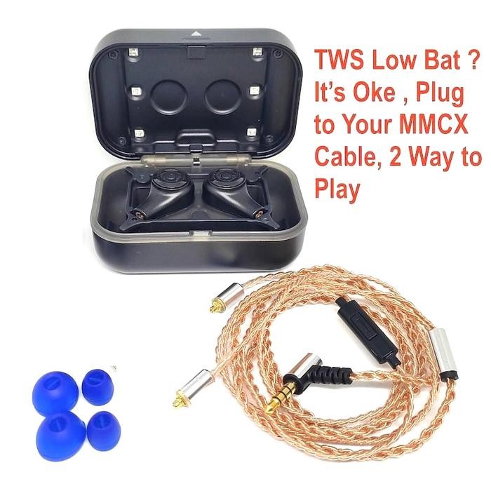 Clear Stock Hifi Soundship Mmcx Detaable Earphone (Battery Rusak Dijual Sebagi Earphone Wired)