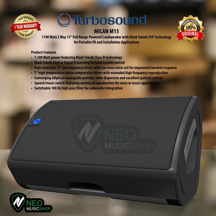 Turbosound Lan M15 1100 Watt 15" Full Range Powered Speaker