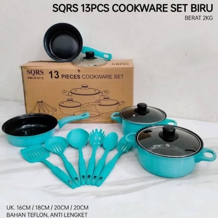 COOKWARE SET PANCI SET WARNA 13 PCS SQRS HIGH QUALITY ANTI LENGKET