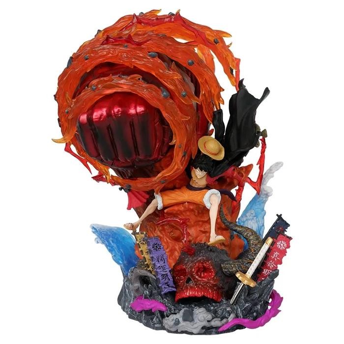 Monkey D Luffy Gear 3 Action Figure Elephant Gun Red Hawk Fire Led