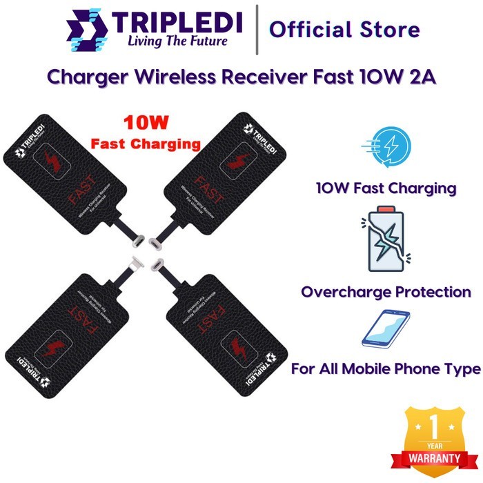 PROMO / TERMURAH TRIPLEDI Wireless Charger Receiver Fast 10W 2A Micro USB Lightning TERBAIK