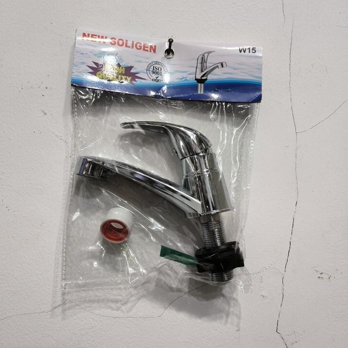 W15 NEKEL KRAN WASTAFEL CUCI TANGAN SOLIGEN W15 CROME NEKEL