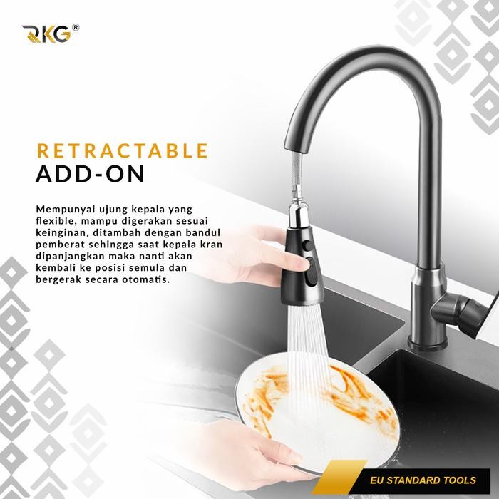 RKG KRAN ANGSA TARIK FLEKSIBEL KITCHEN FAUCET DUAL SPRAYER