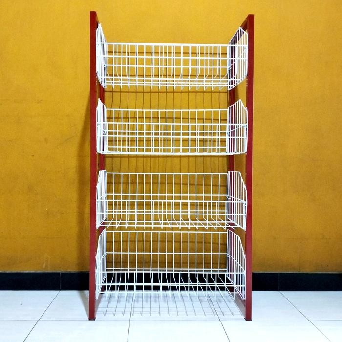 RAK CIKI MINIMARKET MERAH SS 4 / RAK MINIMARKET SUSUN 4 / RAK CIKI SUSUN 5 BESI