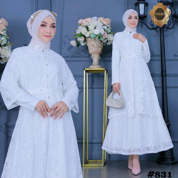 Gamis Brukat Rompi Putih Import Tz 831 Gamis Brukat Import Dewasa Dan Remaja Muslim Wanita Dress