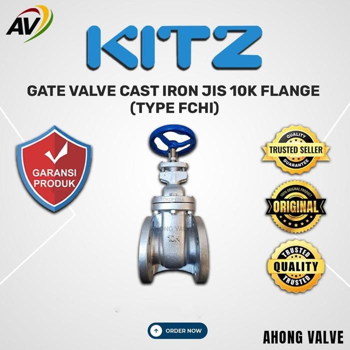 1,5" Gate Valve Jis 10K Flange Cast Iron Besi Merk Kitz Original Type Fchi - Ukuran Dn40 1 1/2" Inch