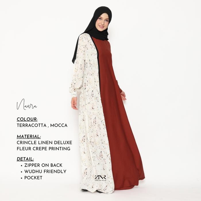 Gamis Crinkle Polos Kombinasi Motif Printing Baju Gamis Kekinian Dress Muslimah Simple Crepe Linen