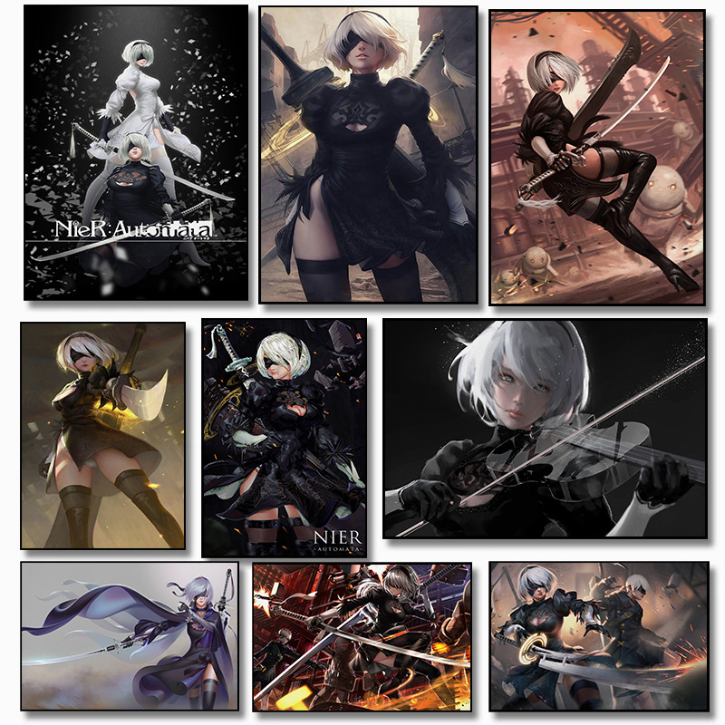 Classic Popular Game Nier Automata Game Retro Posters Prints Canvas Painting Wall Art Picture Living