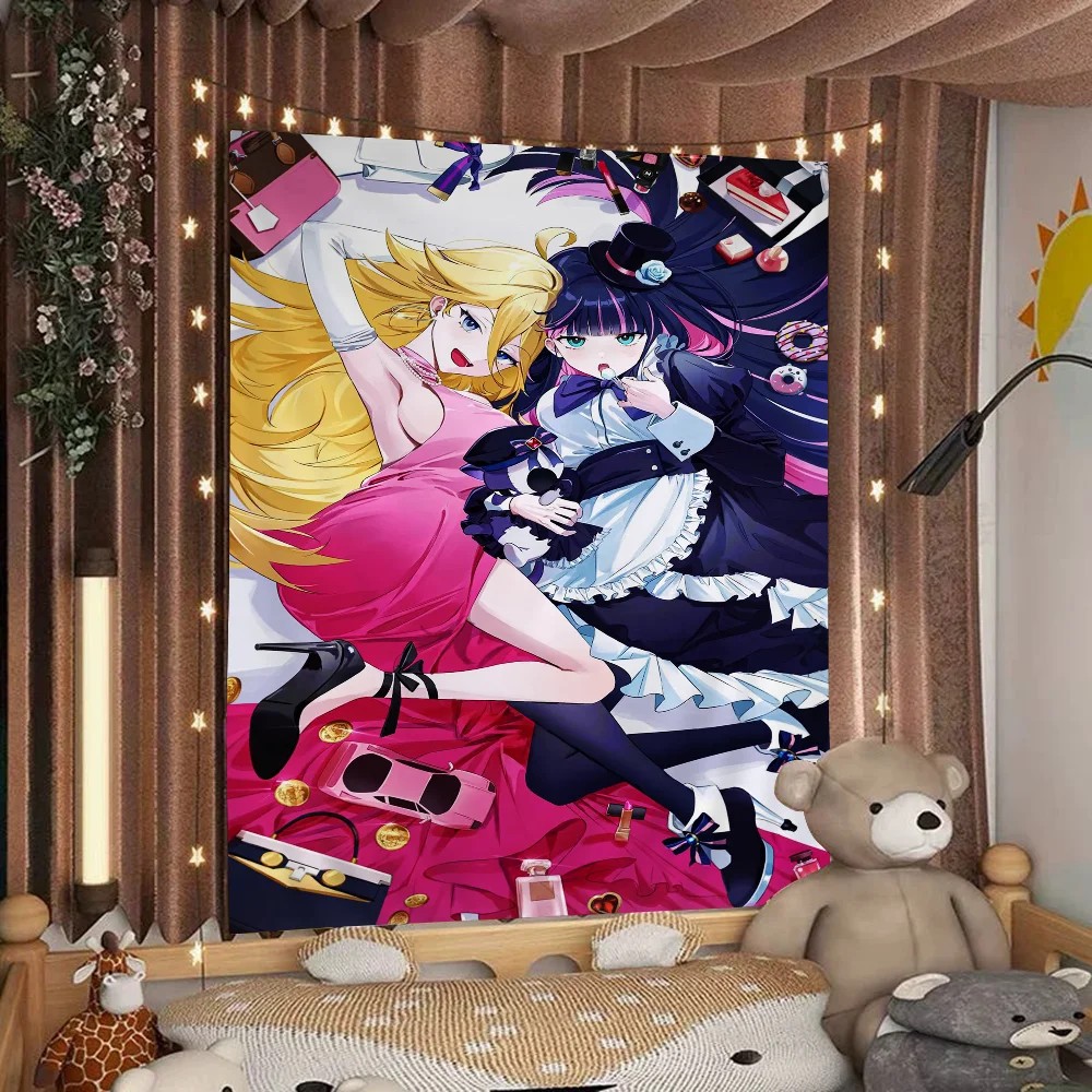 Anime Panty And Stocking With Garterbelt Colorful Tapestry Wall Hanging Bohemian Wall Tapestries
