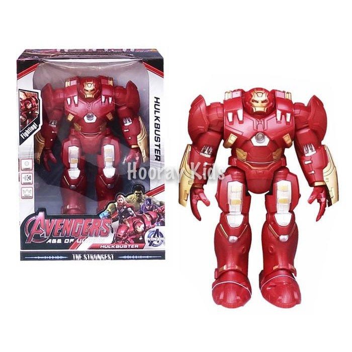 Mainan Robot Avengers Iron Man Baterai Berjalan Musik Set Besar Anak