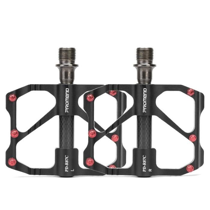 Promend R87C Pedal Sepeda Roadbike MTB 3 Sealed Bearing Ultralight Flat Wide Pedals Carbon Axis Tube