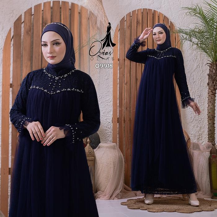 GAMIS OZIAS BROKAT FIMELA 09918 LD 105 I Gamis Pesta Muslimah Panjang Mewah