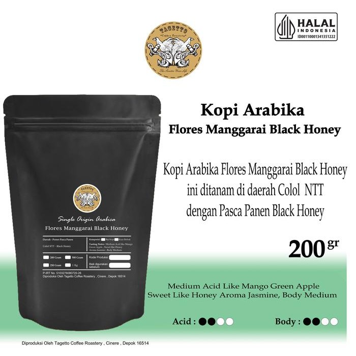 

BIJI KOPI ARABIKA FLORES MANGGARAI BLACK HONEY 200GR SPECIALTY ARABICA BEAN GROUND BUBUK 200 GRAM