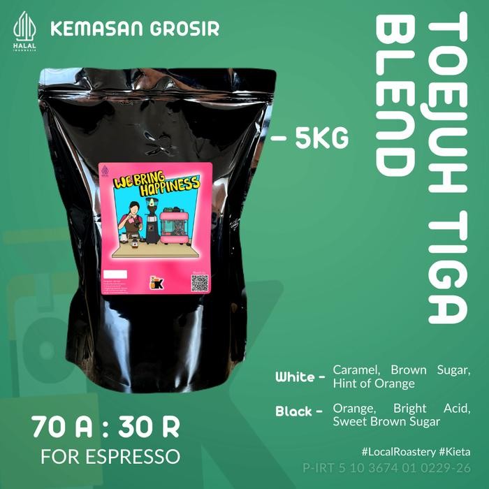 

Biji Kopi Bintang Toejuh Tiga Espresso Blend 70/30 5kg