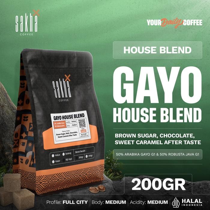 

Kopi Arabika Gayo Blend Coffee Espresso 200gr Biji Bubuk Premium Coffe