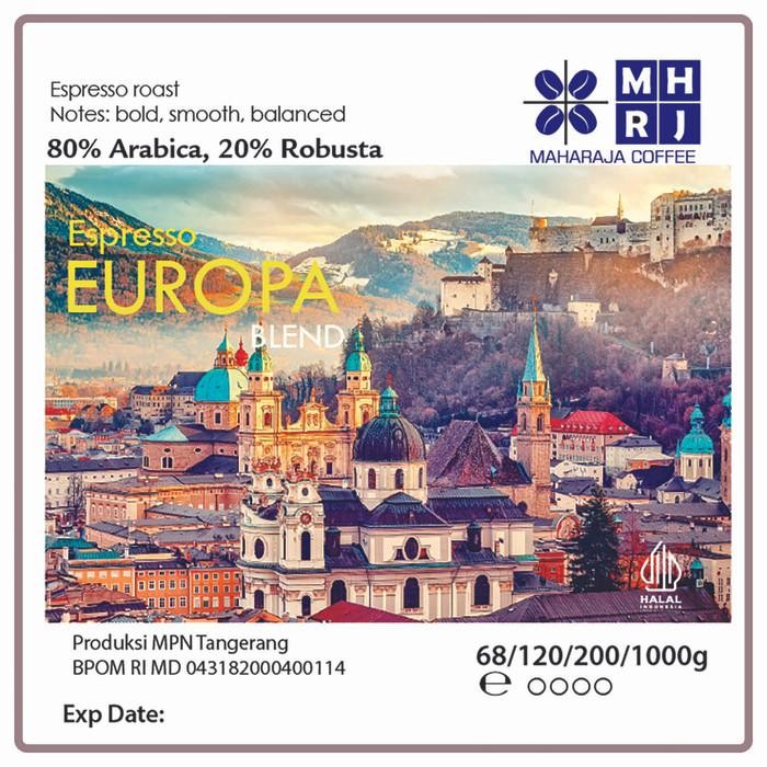 

Maharaja Coffee Espresso Europa EU Blend Arabika & Robusta Espresso roast 200g Biji / Bubuk