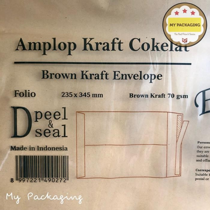 

AMPLOP COKLAT BROWN KRAFT D. FOLIO 235 X 345 MM 70 GSM ISI 100 LEMBAR KODE 1328