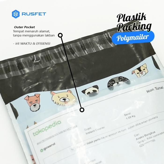 

POLYMAILER BAG, AMPLOP PLASTIK MOTIF DOGGIE KODE 1279