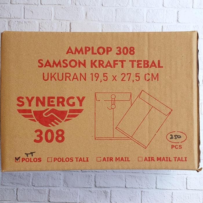 

100 LEMBAR AMPLOP COKLAT SYNERGY POLOS TANPA TALI 308 UKURAN 19,5X27,5 KODE 325