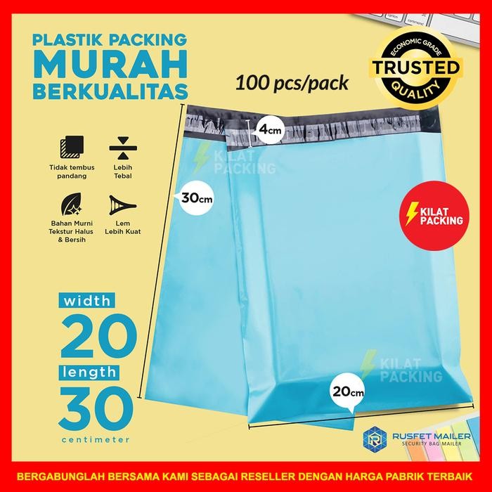 

POLYMAILER MURAH BIRU 20X30 / PLASTIK PACKING ONLINE SHOP PER PACK KODE 991