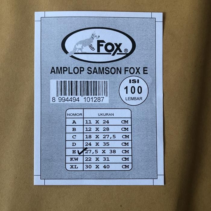 

AMPLOP COKLAT UKURAN 27.5CMX38CM (E) FOX (100 LEMBAR) OLSHOP PACKING KODE 881