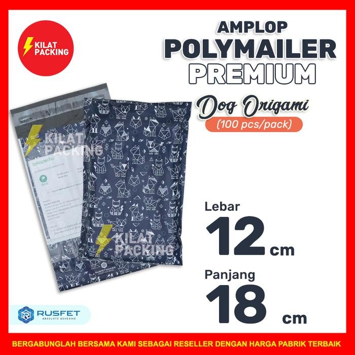 

POLYMAILER AMPLOP PACKING MOTIF DOG ORIGAMI RUSFET MURAH /PACK 12X18 KODE 1422