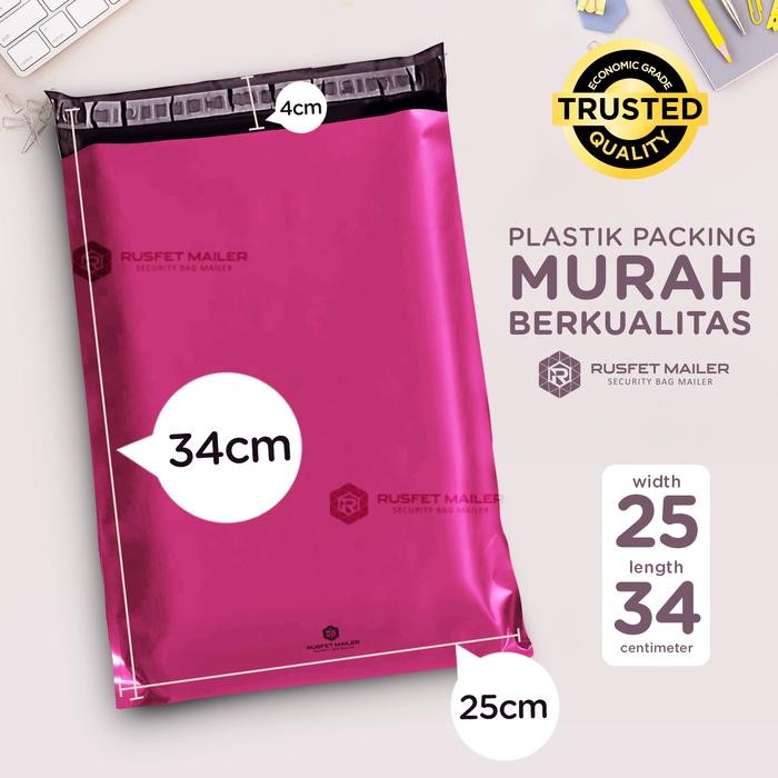 

PLASTIK POLIMAILER POLYMAILER PACKING ONLINE PINK MURAH RUSFET 25X35 KODE 823