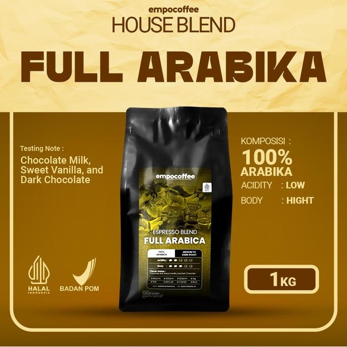 

Kopi Full Arabika Espresso House Blend Arabica Coffee Bean Coffe Beans 1 Kg