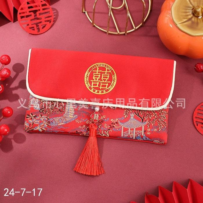 

ANGPAO DOMPET KAIN PIN EMBOS MOTIF SANGJIT 2025 SOVENIR IMLEK CNY DOMPET UANG ANGPAU TRADISIONAL