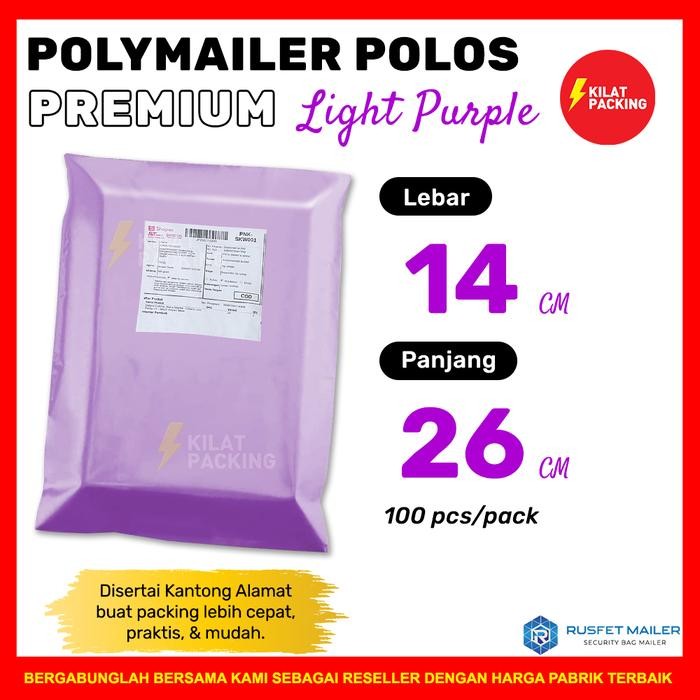 

POLYMAILER AMPLOP PACKING PREMIUM LIGHT PURPLE 14X22 /PACK MURAH KODE 1334