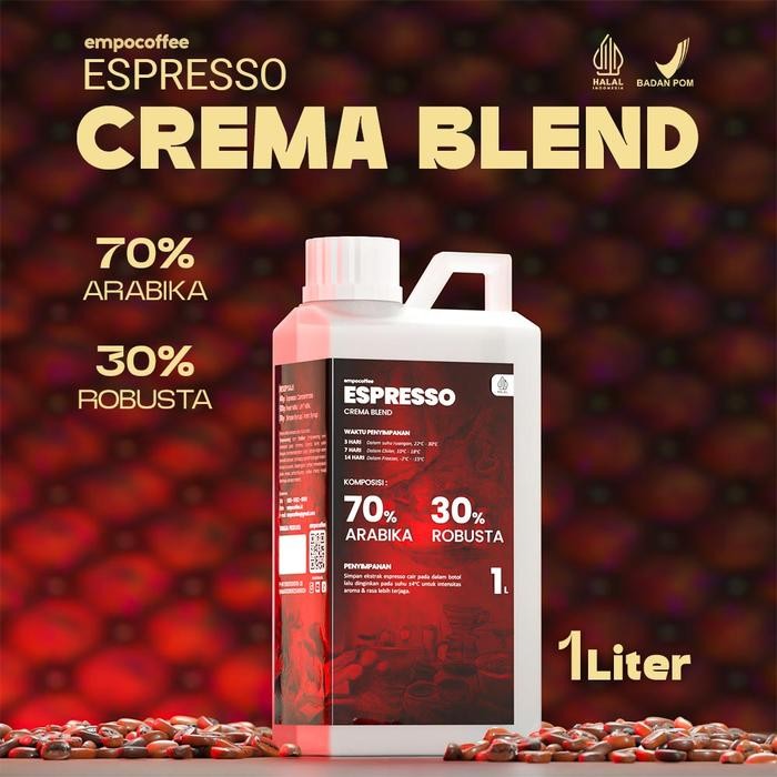 

Espresso Cair 1 Liter Crema Blend Minuman Coffee Arabika Robusta 70/30